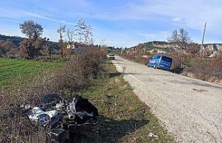 Motosikletiyle koyuna çarpan sürücü yaralandı