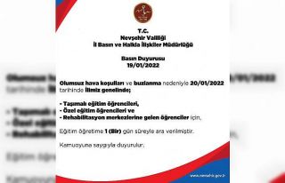 Nevşehir’de taşımalı eğitime 1 gün ara verildi
