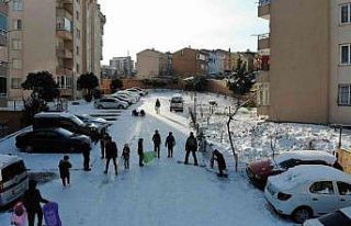Pendik’te kayaksever bahçede snowboard yaptı,...