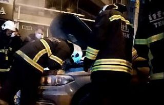 Polis aracı alev aldı