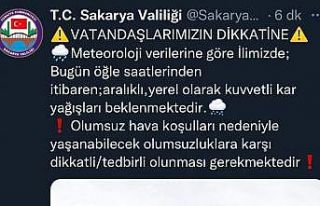 Sakarya Valiliğinden kar yağışı uyarısı