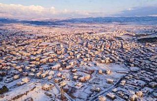Sındırgı’da beyaz örtü havadan görüntülendi