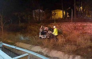 Su kanalına düşen otomobilin sürücü hayatını...