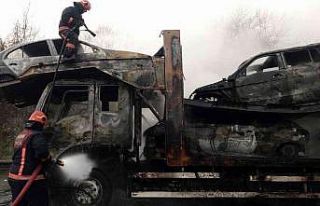 TEM’de tır ve taşıdığı 4 araç küle döndü