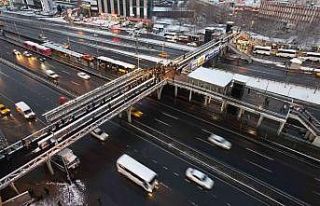 Trafik yoğunluğu havadan görüntülendi