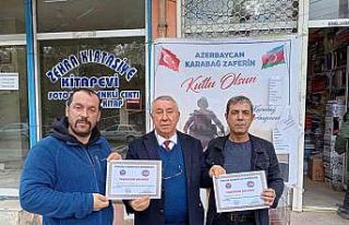 Ünsal’dan Baydar ve Agayev’e teşekkür belgesi