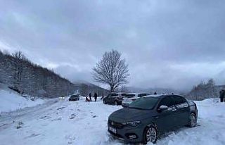 Zonguldaklıların hafta sonu karda mangal keyfi