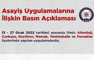 Ankara’da 2 haftalık asayiş uygulamalarında 379...
