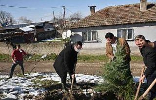 Başkan Kanar, liseli gençlerle birlikte fidan dikti