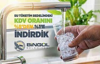 Bingöl Belediyesi su tüketim bedelindeki KDV oranını...