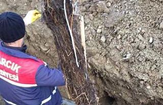 Hisarcık’ta su borusunun içinden çıkarılan...