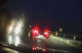 Keskin viraja ters yönden giren araç korku dolu...