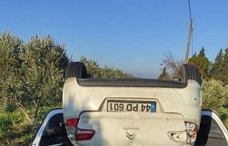 Kontrolden çıkan otomobil zeytin bahçesine devrildi:...