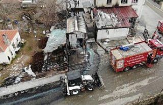 Mazot deposu alevlere teslim olmuştu, havadan görüntülendi