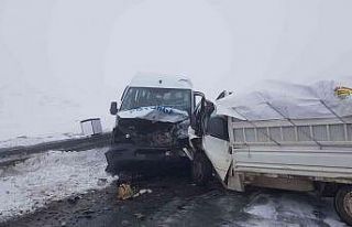 Minibüs ile kamyonet kafa kafaya çarpıştı: 9...