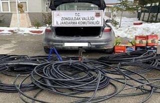 Piyasa değeri 150 bin liralık kablo çaldılar:...