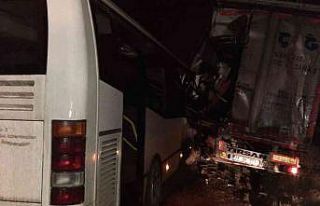 Servis minibüsü tıra çarptı: 1 yaralı