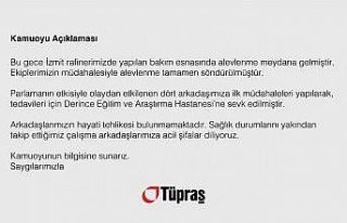 4 işçinin yaralandığı olay sonrası Tüpraş’tan...