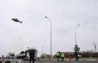 Aksaray’da helikopter destekli trafik denetimi