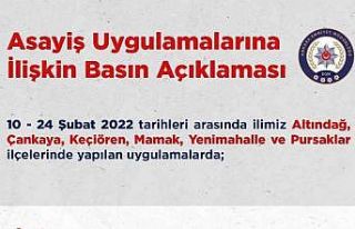 Ankara’da 2 haftalık asayiş uygulamalarında 372...