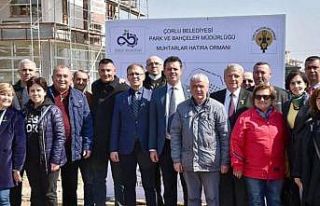 Çorlulu muhtarlardan hatıra ormanı
