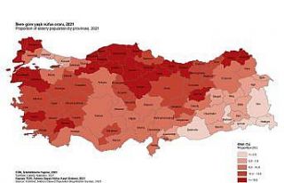 Denizli’de 2021 yılı yaşlı nüfus oranı 123...