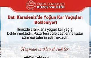Düzce Valiliğinden yoğun kar yağışı uyarısı