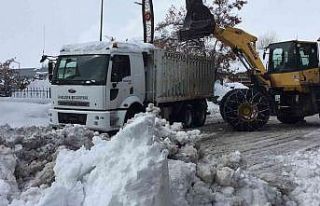 Karlıova’da belediye ekipleri kar temizliğine...