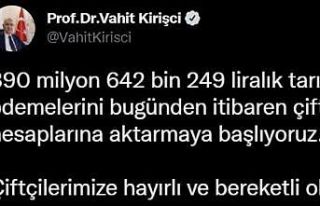 890 milyon liralık tarımsal destekleme ödemeleri,...