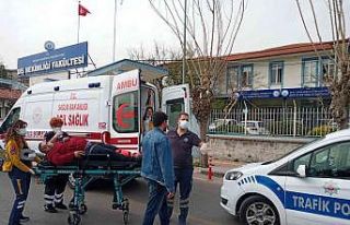 Ani fren yapan motosiklet sürücü yaralandı