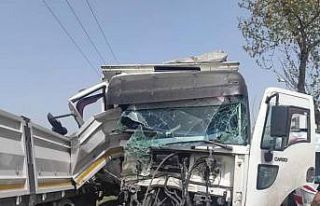 Kamyon park halindeki tırın dorsesine çarptı:...