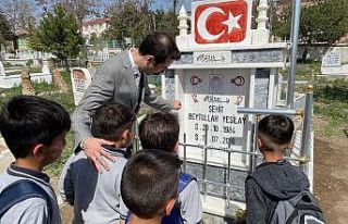 Kaymakam Açıkgöz, öğrencilerle şehit mezarını...