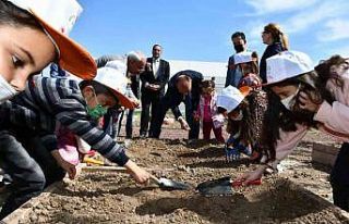 Minik eller tohumları toprakla buluşturdu