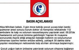 Nisa Mihriban bebeğin tedavi gördüğü hastaneden...