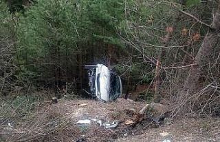 Otomobil ormanlık alanda şarampole yuvarlandı:...