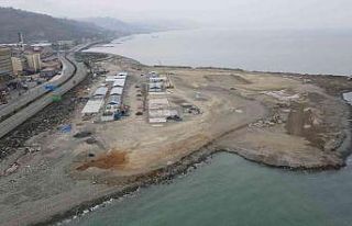 Rize’de Lojistik Merkezinin dolgu çalışmaları...