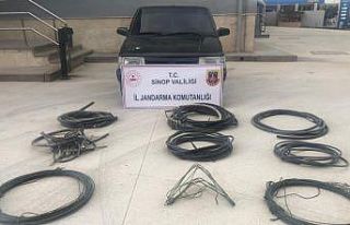Sinop’ta kamu kurumundan kablo ve araç çalan şahıs...