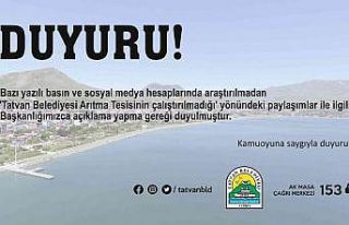 Tatvan Belediyesinden ‘arıtma tesisinin çalıştırılmadığı’...