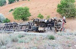 Tır şarampole devrildi: 1 yaralı