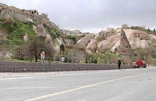 Uçhisar-Göreme arasında kaldırım çalışması...