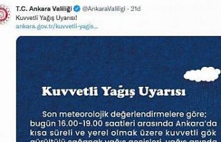 Ankara Valiliğinden kuvvetli yağış uyarısı