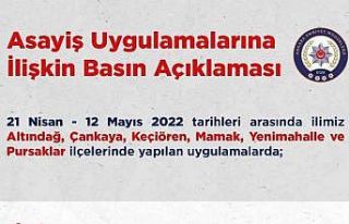 Ankara’da 3 haftalık asayiş uygulamalarında 230...