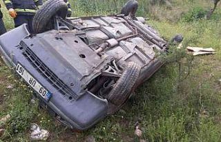 Aydın’da otomobil şarampole yuvarlandı