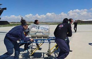 Bel kısmı doğuştan açık olan bebek helikopterle...