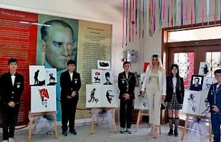 Çeşmeli öğrenciler Atatürk sevgisini tuvale yansıttı