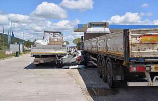 Dinlenme tesisine girerken park halindeki tırlara...