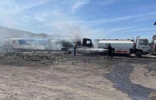 Maden ocağında yanan tanker korkuttu