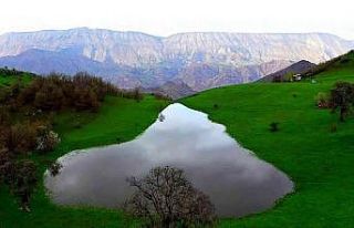 Sisli dağların yeşille bütünleşen manzarası...