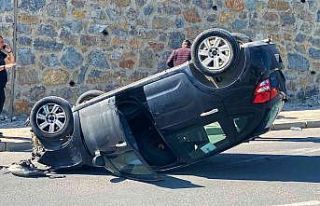 Takla atan otomobilden burnu bile kanamadan çıktı
