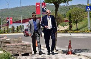 Tramvay çalışmaları kaldırım düzenleme çalışmaları...